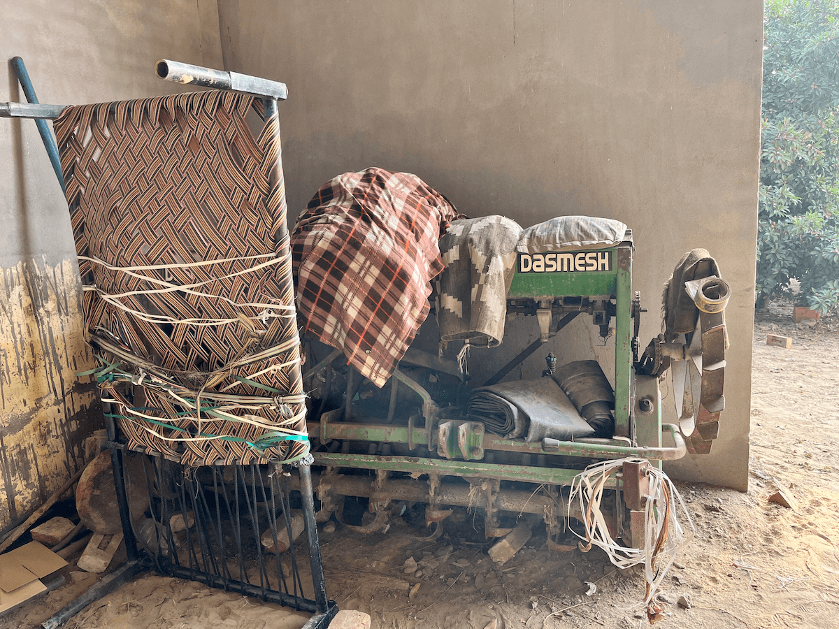 A roto-seed drill used for farm preparation and seed sowing sits idle at a cooperative in Sangrur, Punjab | CEEW